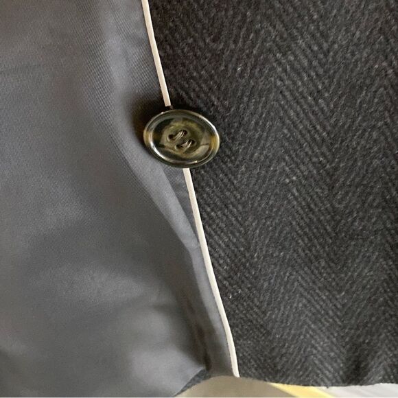 LRL Wool Blend Herringbone Peacoat Overcoat 44R Dark Charcoal Like New - Picture 11 of 13